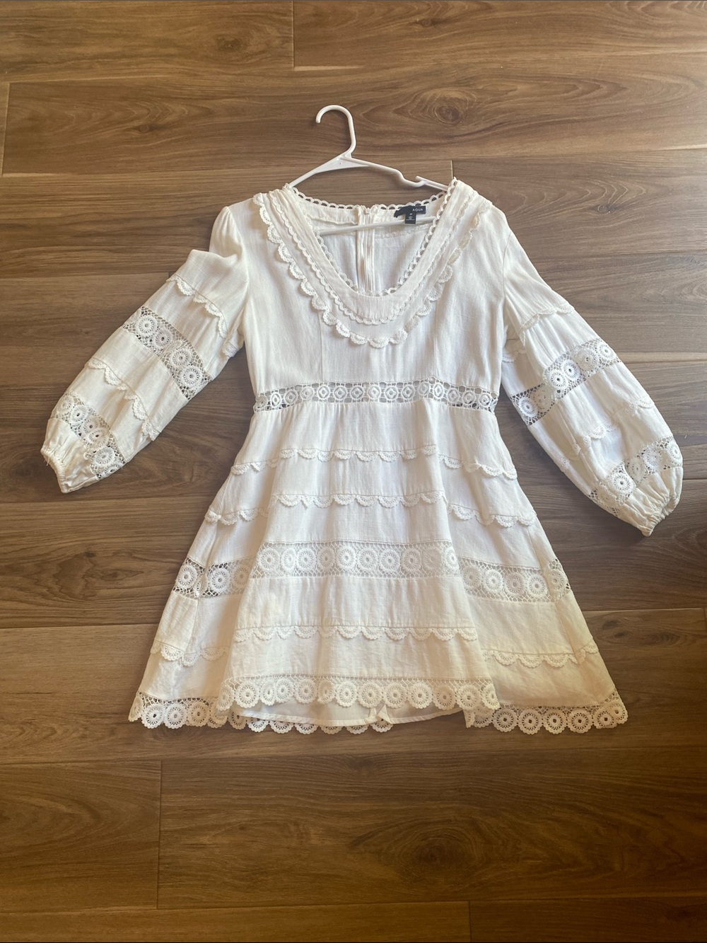 White Lace Trim Boho Dress